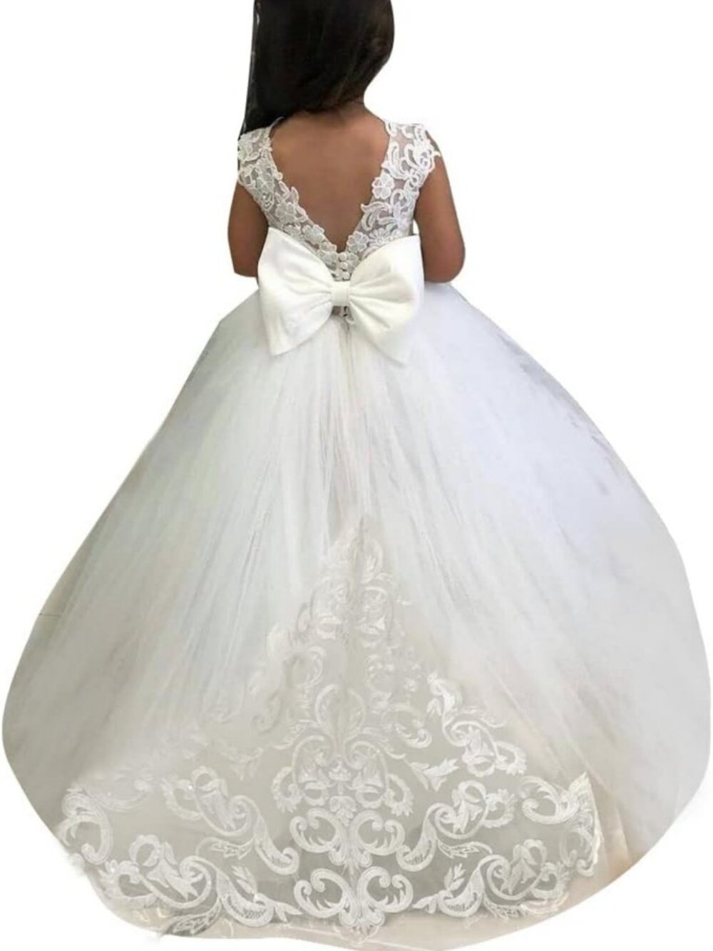 Lace Long Sleeve Flower Girl Dress | Elegant Pageant Dress for Girls